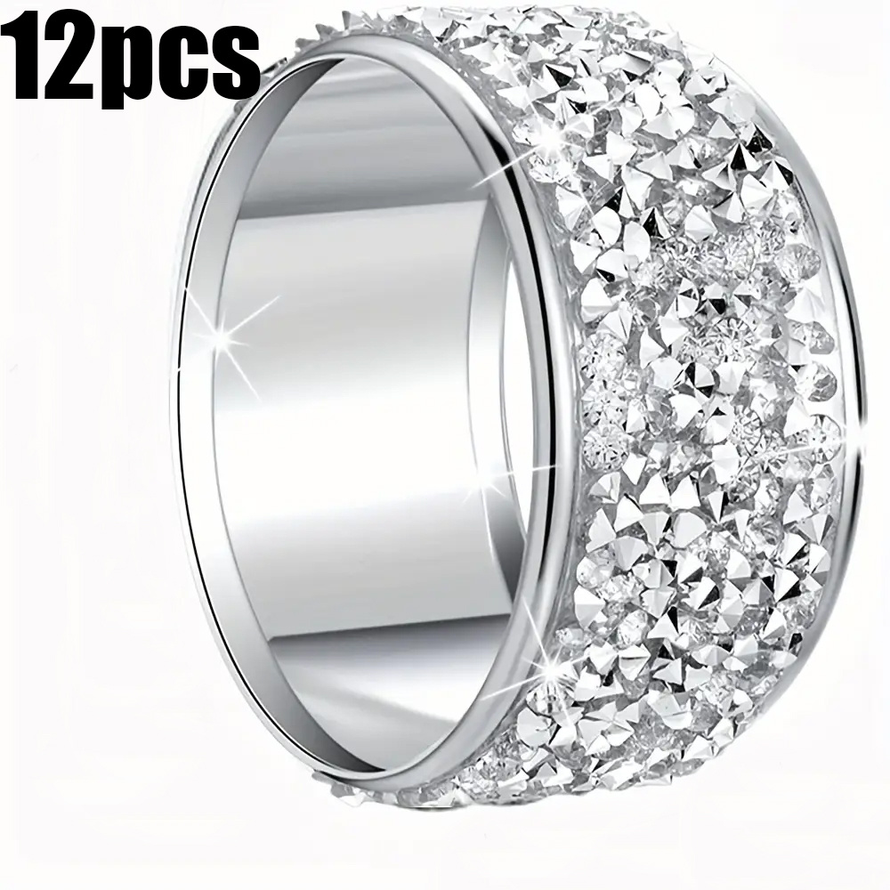 E-shop 4/6/12 Stück Kristall Strass Serviettenringe, Silberne Glänzende Serviettenhalter, Tischdekoration, Geeignet für Hochzeitsbankette, Partys,