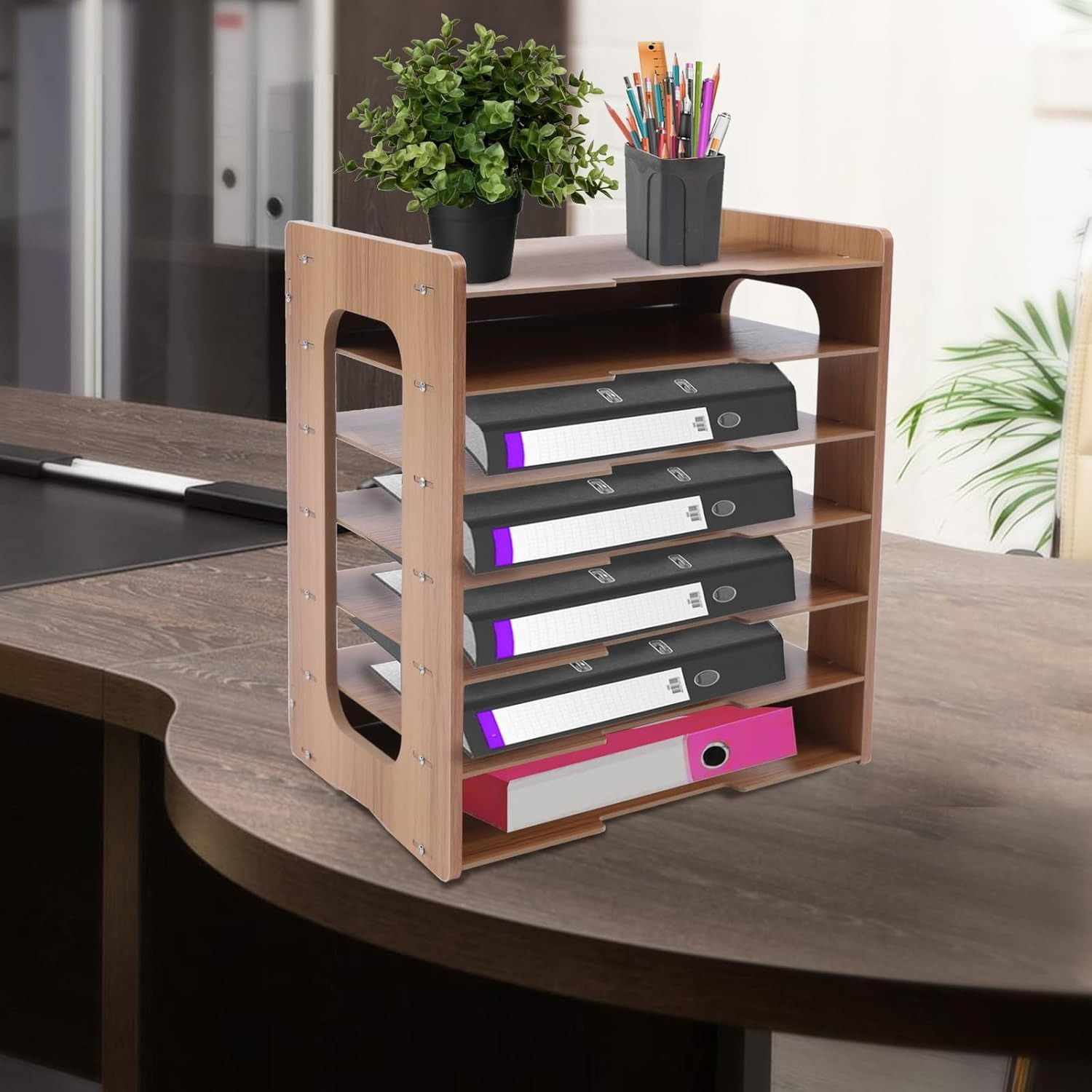 TEMU Plateau de rangement pour documents, plateau format A4 et lettre, bureau à 7 étagères, compartiment à papier pour bureau, rangement de classeurs
