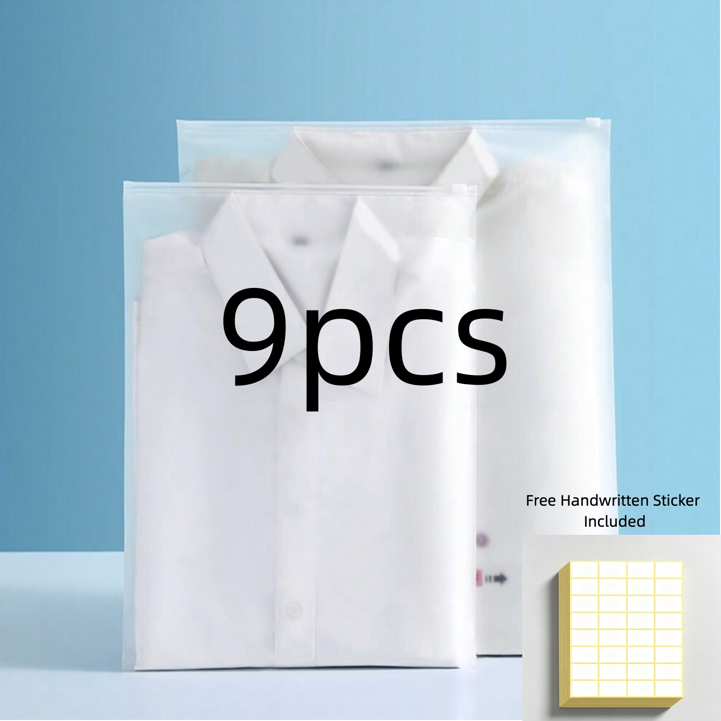 TEMU 9/18pcs Clear Pe Frosted Resealable Plastic Bags With Air Vent And Slider Zip, Waterproof Clothing Storage Pouches With Handwrite-on Label
