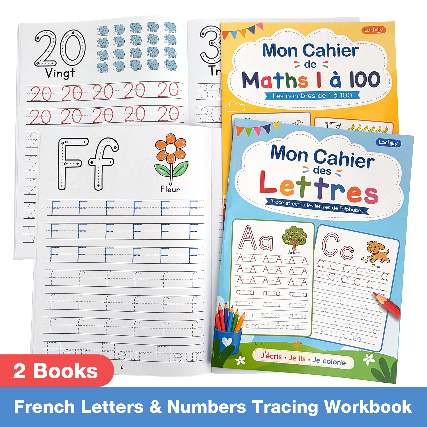 TEMU 2 Books Set French Alphabet And Numbers Tracing Workbook For Kids, French Letter Writing Practice Book & Numbers 1-100 Handwriting Practice