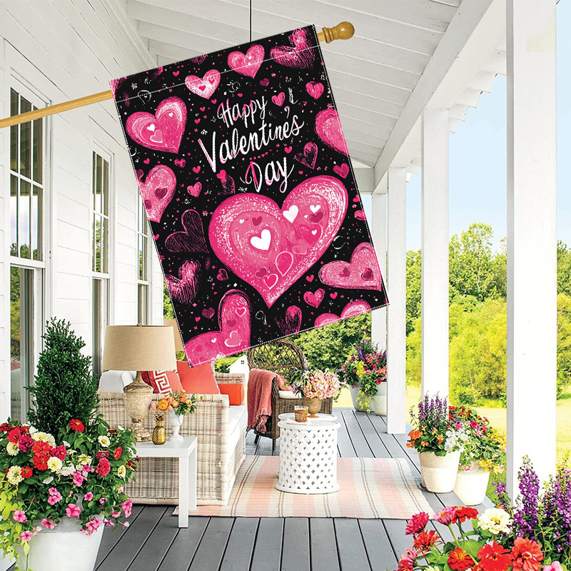 

Valentine's Day Love-themed Decorative Garden Flag - Double-sided, Polyester, 28 X 40 Inches, Outdoor Yard And Lawn Decoration, Flag Only