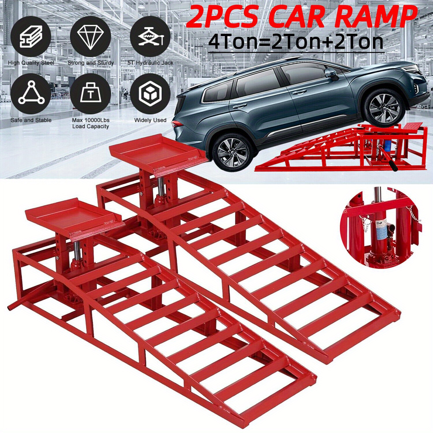 Temu Heavy-Duty Vehicle Ramps For Garages, Of Supporting 4 , Designed As A 2Pcs Set.-image