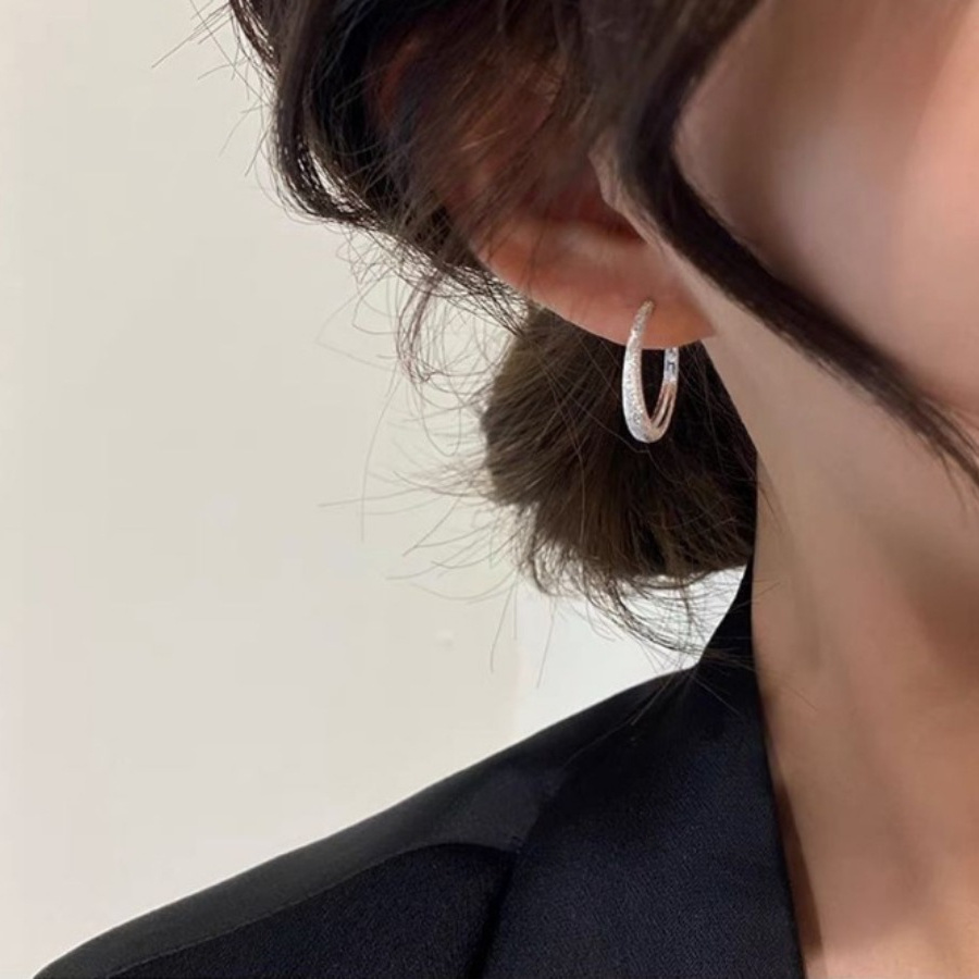 Silvery Hoop Earrings for Galaxy Sparkling Hoop Earrings