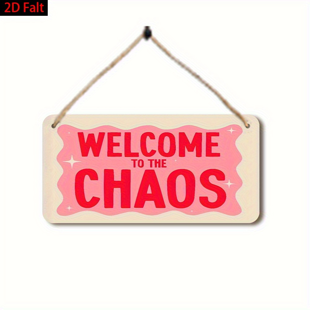TEMU 2d Flat- 1pc Vintage Wooden Sign With "welcome To Of " Lettering - Humorous Wall Decor For Bars, Cafes, And Homes, Durable Rope-hanging