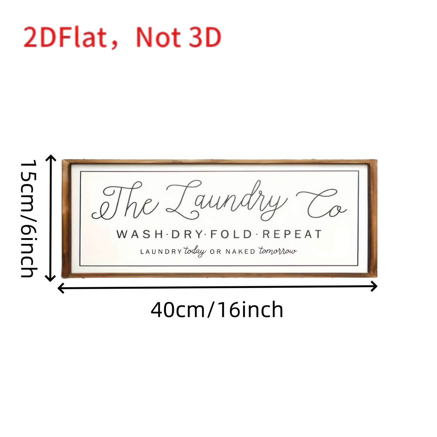 TEMU 2d Flat - A 2d Wooden Wall Hanging Of A Vintage '' In A Rustic Style, Featuring A 'wash, Dry, Fold, Repeat' Design, Measuring 40.64 Cm X 15.24