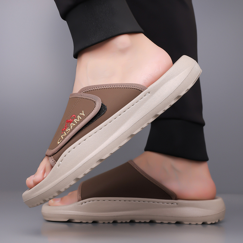 mens fashion anti   flops comfortable thick soled summer sandals durable eva material unisex design casual daily use non slip wear resistant driving home slippers for men 2025 new lightweight quick dry slides stylish open toe indoor outdoor   with   sole solid color round toe   1 pair 1   bag 2pcs set Product details 7
