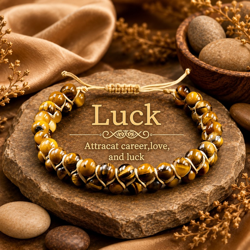 TEMU Pulsera ajustable de tejida a para , pulsera vintage de cuentas de piedra natural con cuentas envueltas y nudo de cordón elástico. Diseñada para