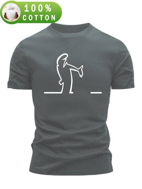 heren 100% t-shirt, zomer korte mouw, -fit, trendy en modieus, veelzijdige casual basislaag met een abstracte lijnkunst design met een minimalistische en unieke print