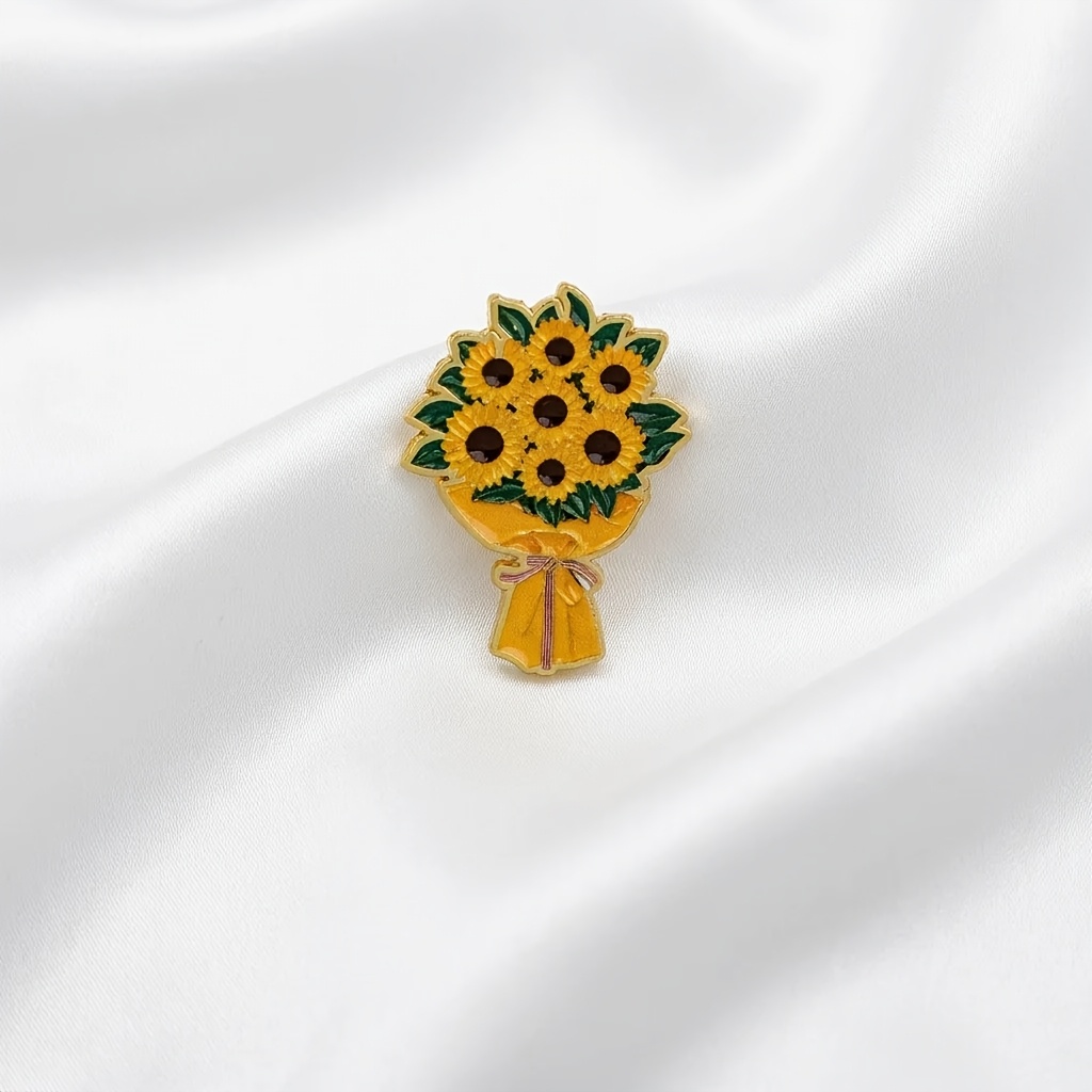 TEMU smaltata a forma di bouquet di girasoli, vivace, con involucro a bouquet, accessorio versatile per zaini, giacche e , regalo per che