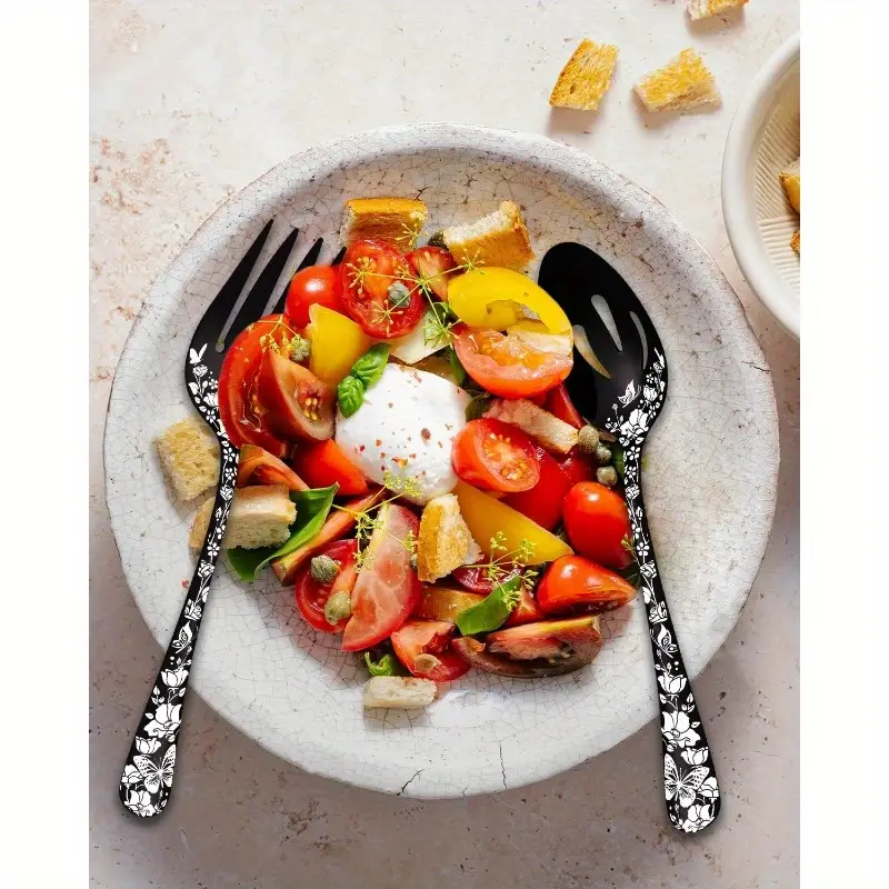 serving utensils set black 5pcs large hostess set stainless steel flatware serving set ideal for buffet catering party polished dishwasher safe Product details 3