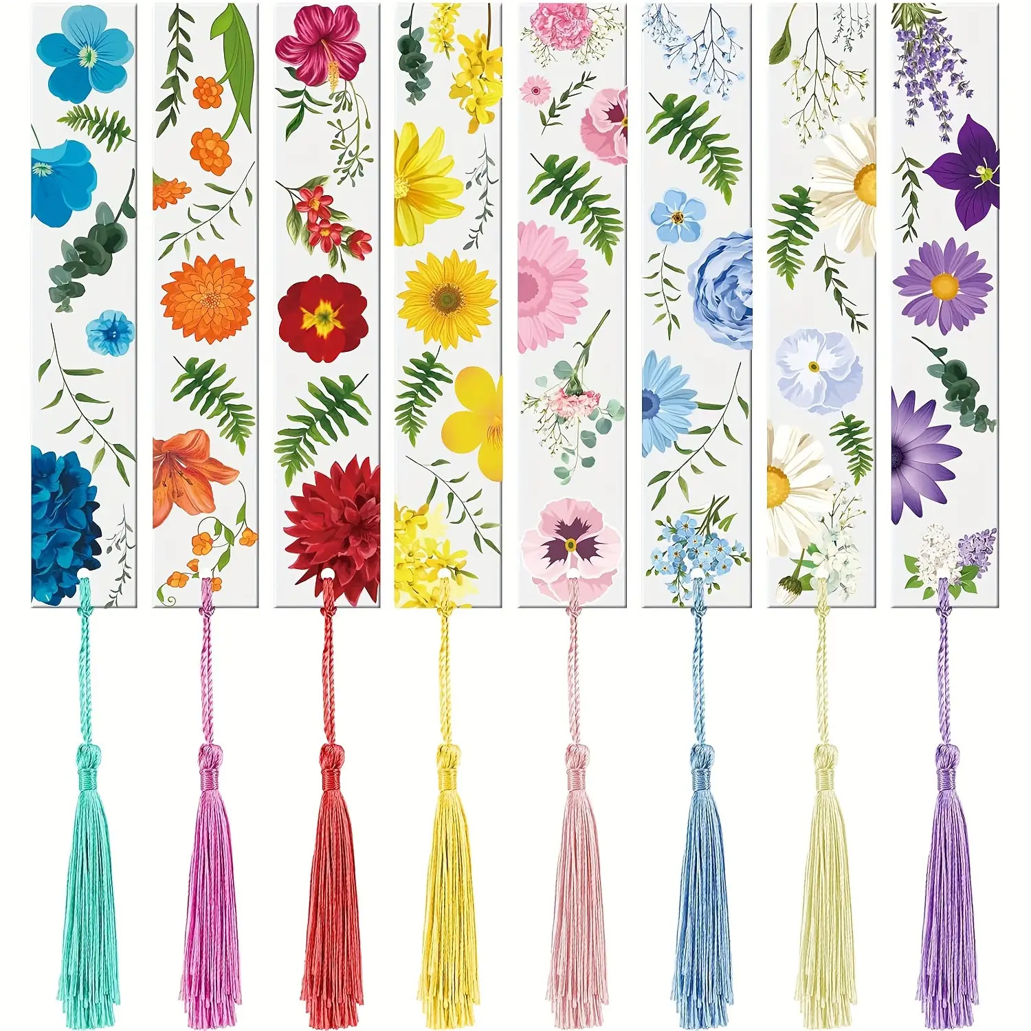 TEMU 8 Pezzi Segnalibri Acrilici a Forma con Nappine �� Trasparenti, Multicolore Blu, Rosa, , , Viola, , Ideali per Materiale Scolastico, Cancelleria