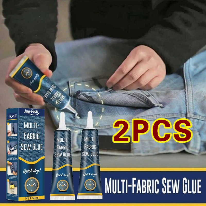 

2pcsquick-dry Fabric Adhesive, Waterproof Sew Glue For Denim, Leather & All Fabrics, Flexible