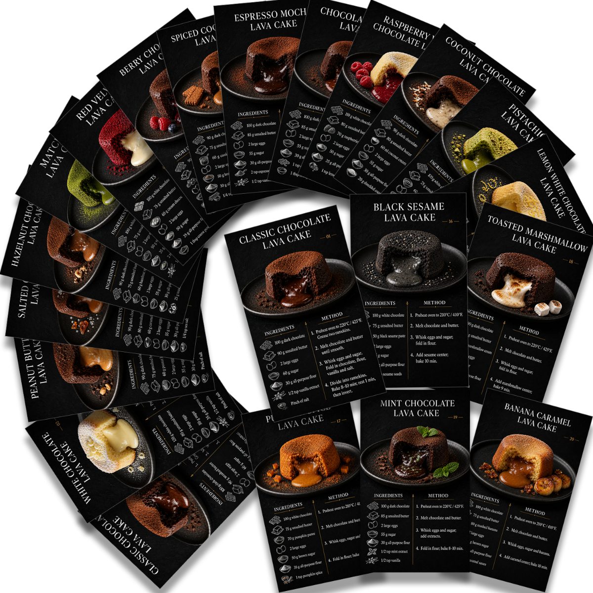 TEMU 21pcs (20 Cards And ) Recipe Cards, 20 Flavor Baking Guides With Ingredients, Measurements, And , Dessert Recipe Set For Home Bakers, Beginners,