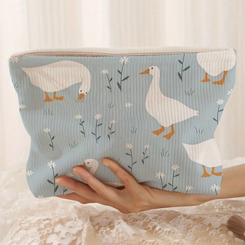 E-shop 1 Stück Gans Daisy Minimalistische Mode Make-up-Tasche, Tragbare Große Kapazität Damenbinden-Aufbewahrungstäschchen, Süßigkeiten & Kleinkram