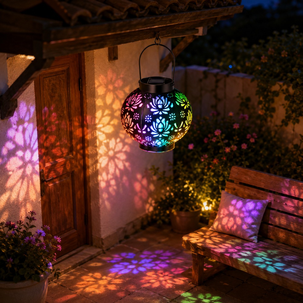 TEMU 1pc Peony Lantern Light With Dimmable Led & Suitable For Outdoor/, Solar Panel,, Low Voltage Resin Hanging For Garden, Porch, Courtyard, Holiday