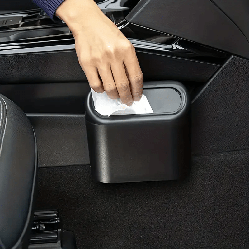 1pc 2pcs black car trash bin with clamshell side door hanging storage box for easy waste disposal details 4