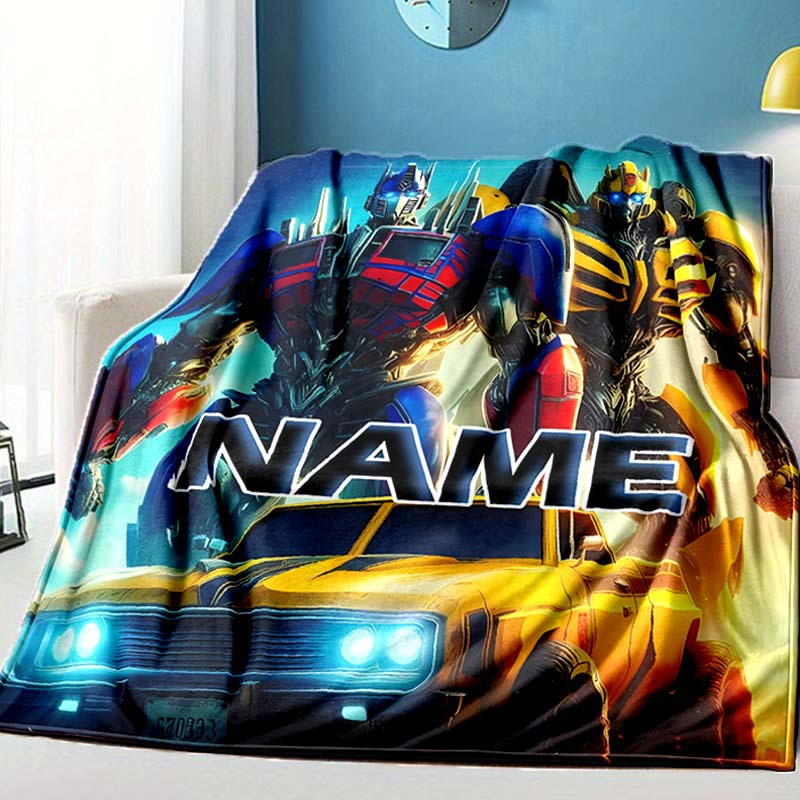 

Customizable Prime & Blanket - Soft Polyester Flannel Throw With Vibrant Movie Scene Design, Personalized Name Option - Ideal For All , Home Decor, Christmas & Birthday Gifts