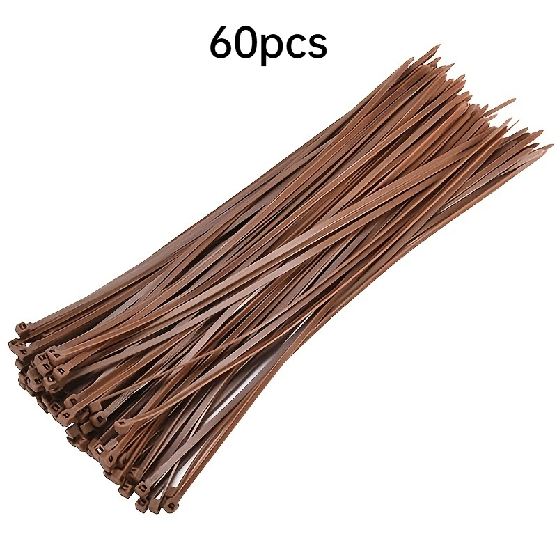 TEMU 60 pezzi stringicavo autobloccanti in nylon da 100 mm x 2,5 mm, marroni, stringicavo flessibili a unico
