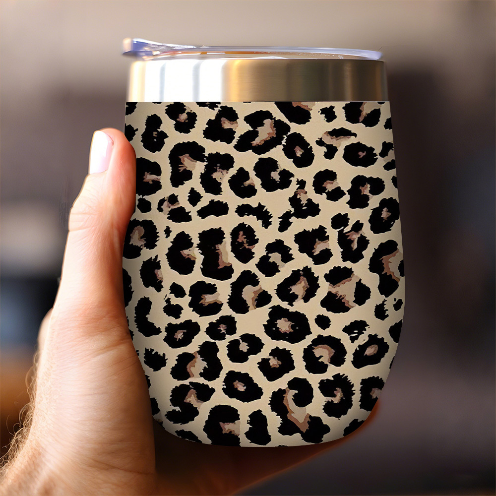 Image of 1pc Leopard Print/animal Stainless Steel - 12oz Insulated Coffee & Water Cup, 304 Steel Hot/cold Beverage For &, Reusable Camping, Office, Travel Mug Gift For Home, Parties, Holidays (leopard Spot)