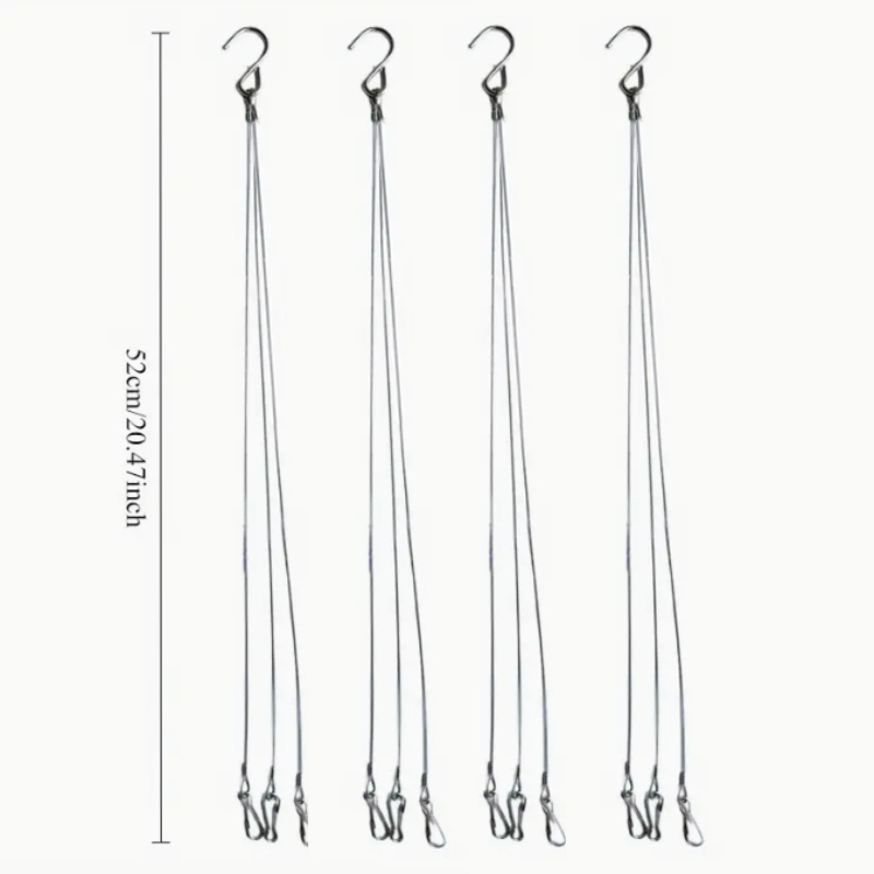 E-shop 4er-Set 1 Drag 3 Edelstahl Draht Hängehaken - Längen von 52 cm/20,4 Zoll und 36 cm/14,1 Zoll, geeignet für Hängekörbe, robuste Topfhängeketten,