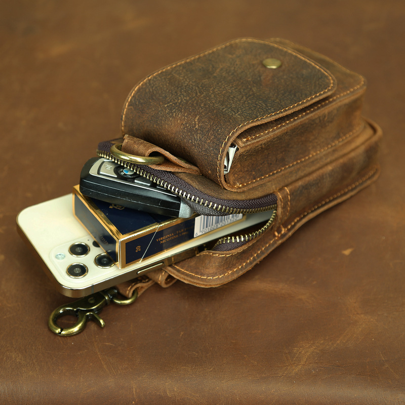 wixzor minimalistische handy-hüfttasche aus echtem leder, multifunktionale gürteltasche für den täglichen pendler, leichter langlebiger gürtel-organizer für büroangestellte & den täglichen gebrauch