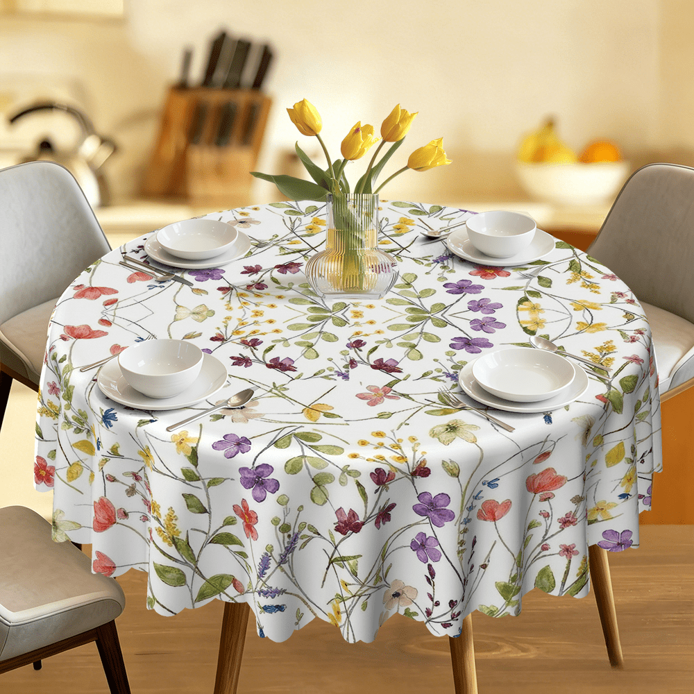 TEMU Nappe de table campagnarde 1 pièce à de fleurs . Fabriquée en tissu polyester, elle est durable et facile à nettoyer. Disponible en styles rond,