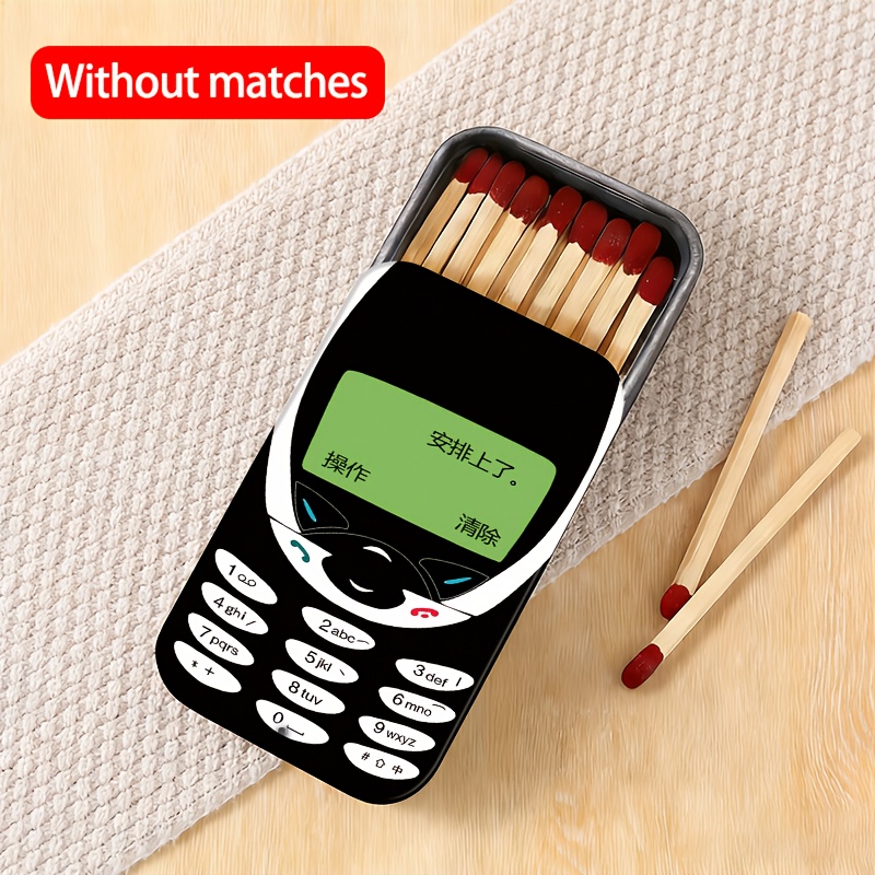 TEMU 1 Klassische Retro Telefon Muster Matchbox, Eisen Matchbox, Tragbare Matchbox, Komprimierbar und Verschleißfest, Tragbare Mini Aufbewahrungsbox,
