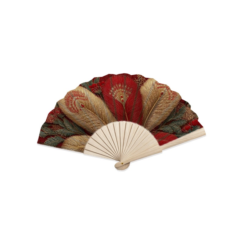 TEMU artesanal bordado ornamentado de 1 pieza con varillas de madera de , de decorativo con vintage de plumas de real, y hojas, elegante adorno