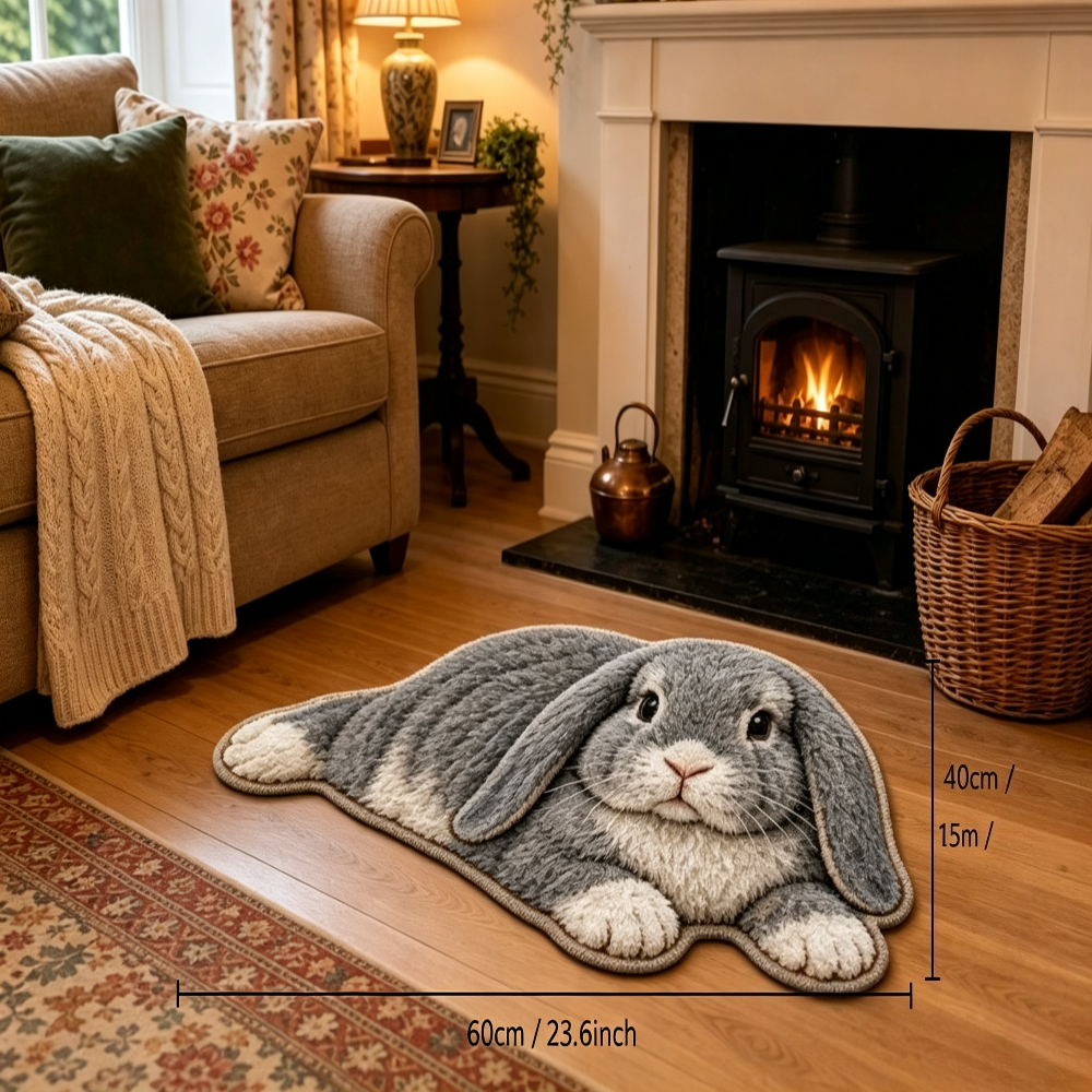 Image of Area Rugs Cute Suitable For Bedroom, Bathroom & Living Room - Non-slip With Rabbit, Machine Washable Floor Mat For, Dressing Table, Entryway, Decorative Floor Covering