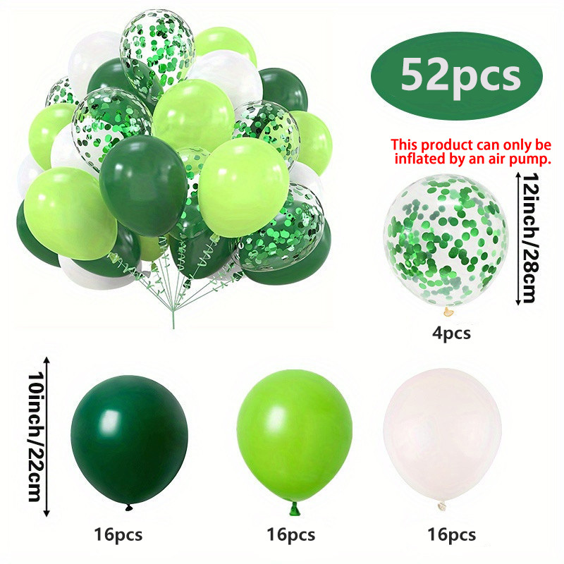 Image of Set Of 52 Balloons And White | Dark Green, Light Green, And Confetti Latex Balloons Perfect For Birthday Parties, Showers, And Themes, Halloween, Christmas Decorations For Christmas