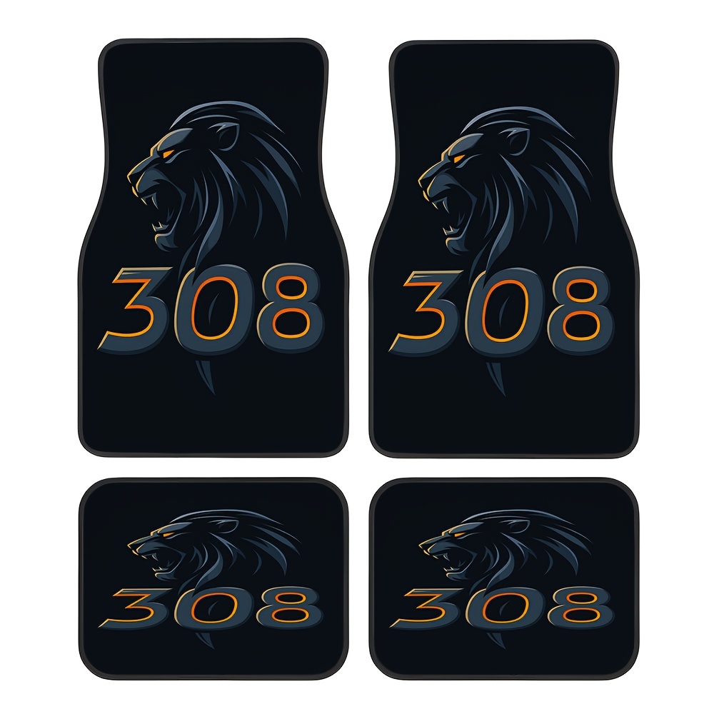 TEMU Lot de 4 tapis de sol imprimés 3008-4 pour voiture, parfait pour Pâques et des Pères pour SUV, camions et berlines - Tapis de sol de voiture |