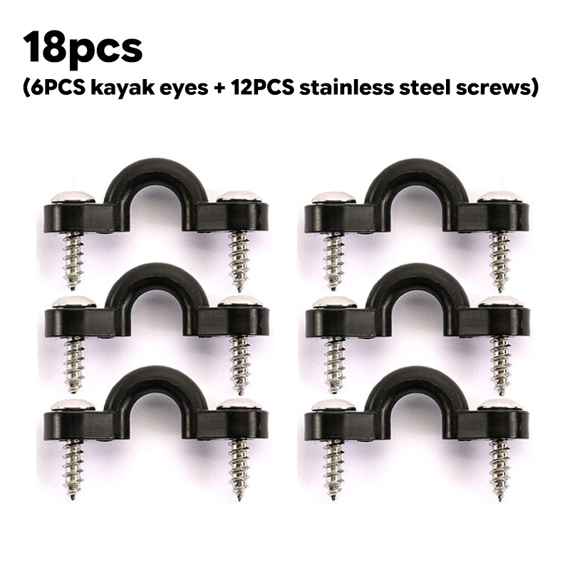 TEMU 18pcs Boat Kayak Deck Rigging Kit, Kayak Fasteners, Elastic Rope Rigging Set, 6pcs Kayak Eye + 12pcs Stainless Steel Screws
