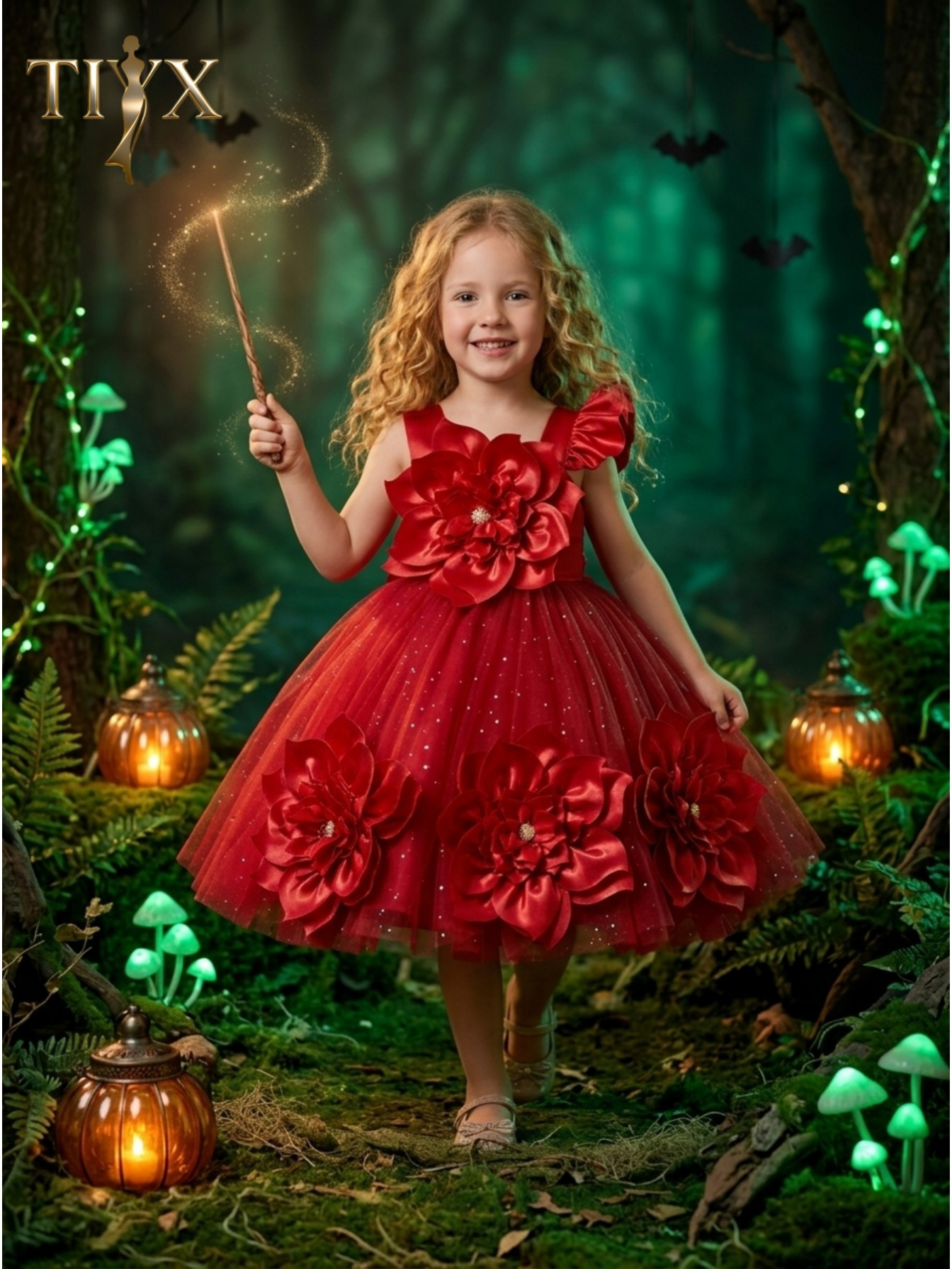 open lace back dress Red Velvet Christmas Dress with Personalized Bag – HandyyBaby