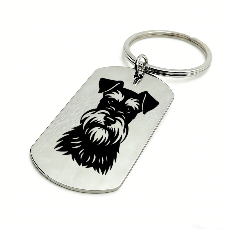 TEMU 1pc Metal "schnauzer" Pattern Keychain, Dog Tag Style Car Pendant. Metal Keyring For Pet Lovers And Who Appreciate Cute And Pet-themed Styles.