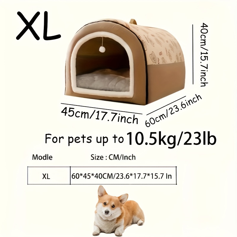 TEMU Universal Pet House For Cats And Dogs | 2-in-1 Design (cat Cave Bed Dog Hut) With Interactive Ball | Top Handle For , Fits Indoor Spaces