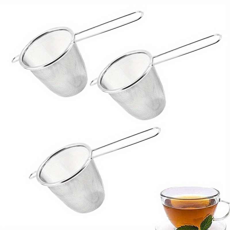 

3pcs Premium Stainless Steel Tea Infusers - Fine Mesh Loose Strainers With Handle, Metal Tea Set For Easy Filtration, Home & Restaurant Use