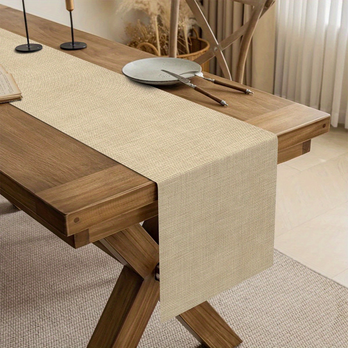 TEMU 2d Hd Printed, Minimalist Solid-color Table Runner, Nordic-style Dining Table Decorative Cloth, Living Room Coffee Table Long Strip Tablecloth,