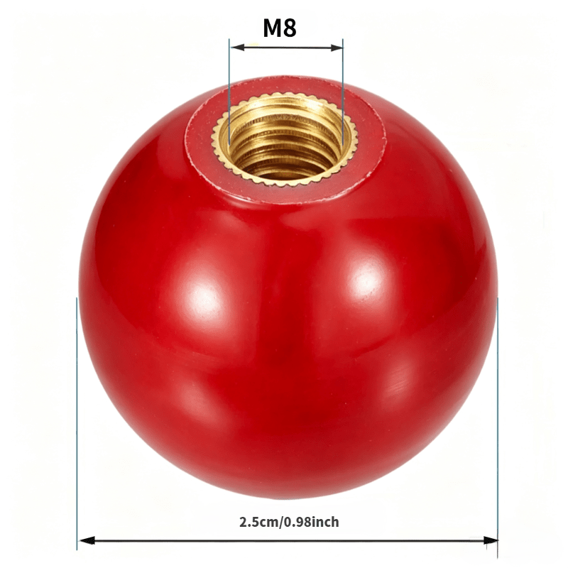 TEMU Bakelite Ball Knob Handle, M8 Thread, 4pcs Per Pack, Red And Black 2 Colors Available, Resin With Thread Insert, Equipment Control Handle