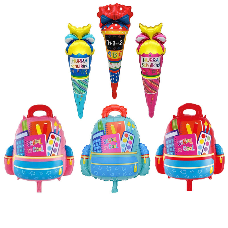 6pcs Back To Backpack Ice Cream Shaped Film Balloon Back To School Decoration Layout Balloon, Event Party Background Wall Decoration