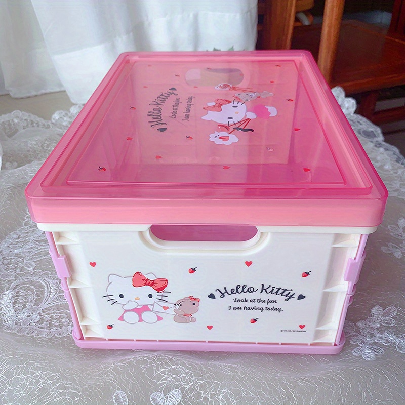 Ip Foldable Storage Box Cartoon Big Eared Dog Kuromi Home Bedroom Desktop Cosmetics Dustproof Storage Frame Underwear Organizing Box With Lid