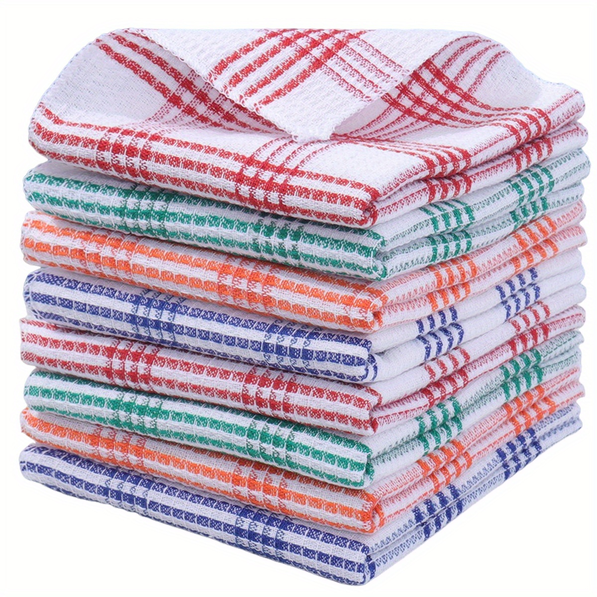 12pcs Retro Plaid Kitchen Towels - Super Absorbent Coffee Grid Weave, 25x25cm, Polyester Blend Dish Cloths for Kitchen, Bathroom
