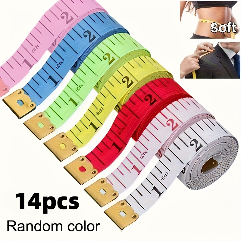 TEMU Lot de 14 mètres souples de couleur aléatoire, mètre ruban de de 60 pouces pour mesurer la taille, le poids et les tailles de vêtements