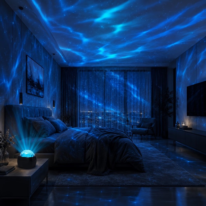 TEMU Lampe de projection Aurores Boréales, Veilleuse, Plafonnier Galaxie Colorée avec Effet d', Veilleuse d'Environnement Alimentée par USB pour