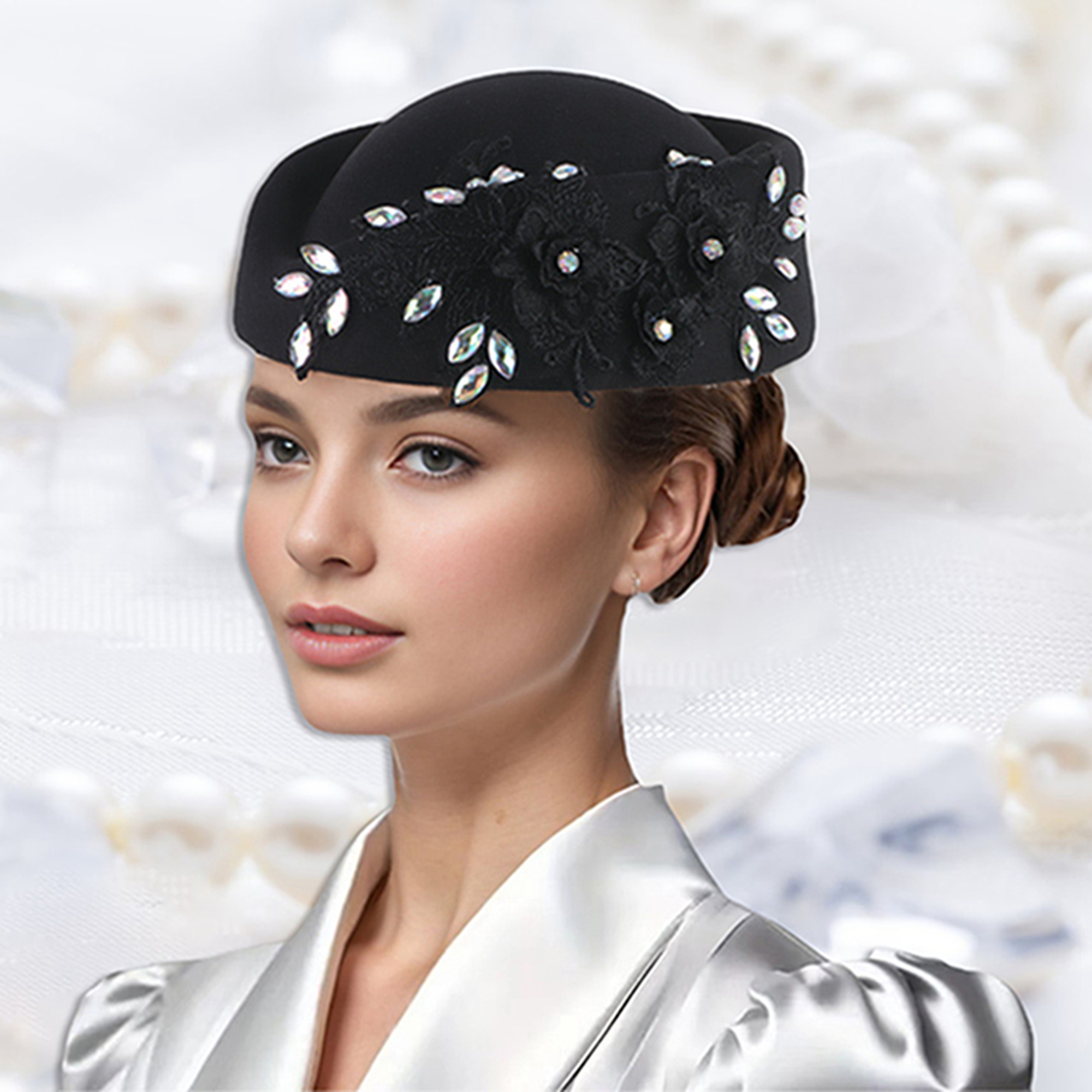 womens vintage church hat applique felt - Temu display picture 2