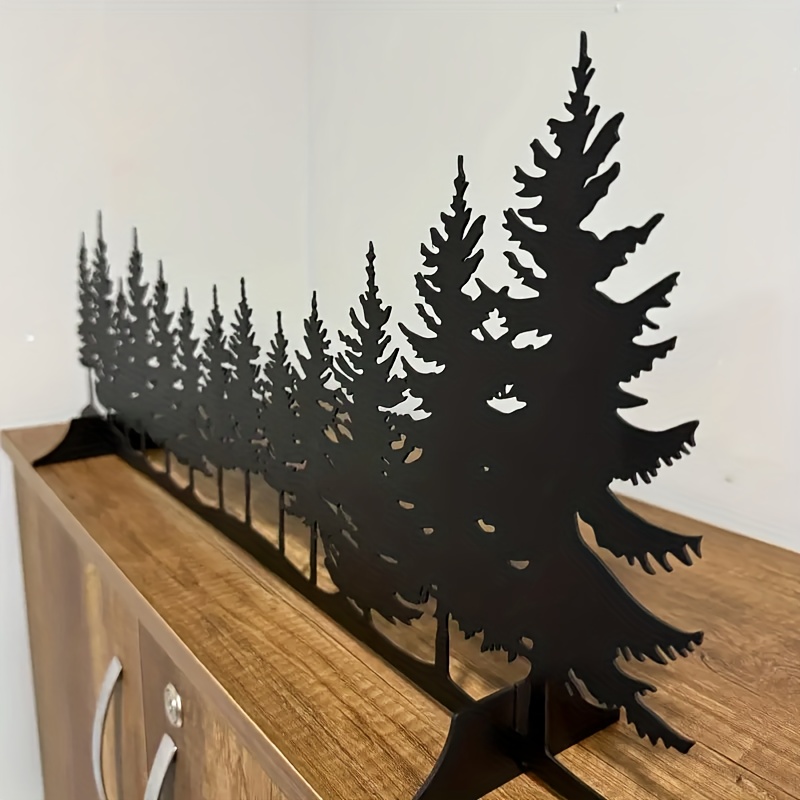 E-shop Sammelfiguren, 1 Stück Vintage Eisen Kiefernbaum Silhouette Wanddekoration - Metall Deko geeignet für modernes Farmhaus, Blockhausstil, Kamin,