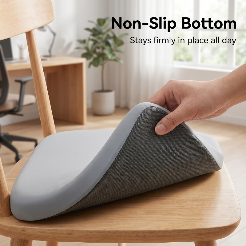 Random Color Thick Comfortable Seat Cushion, 1.5-Inch Memory Foam Core with Detachable Fabric Cover, Textured Anti-Slip Surface for Office, School, Tractor Seats, Disperses Weight to Improve Sitting Posture