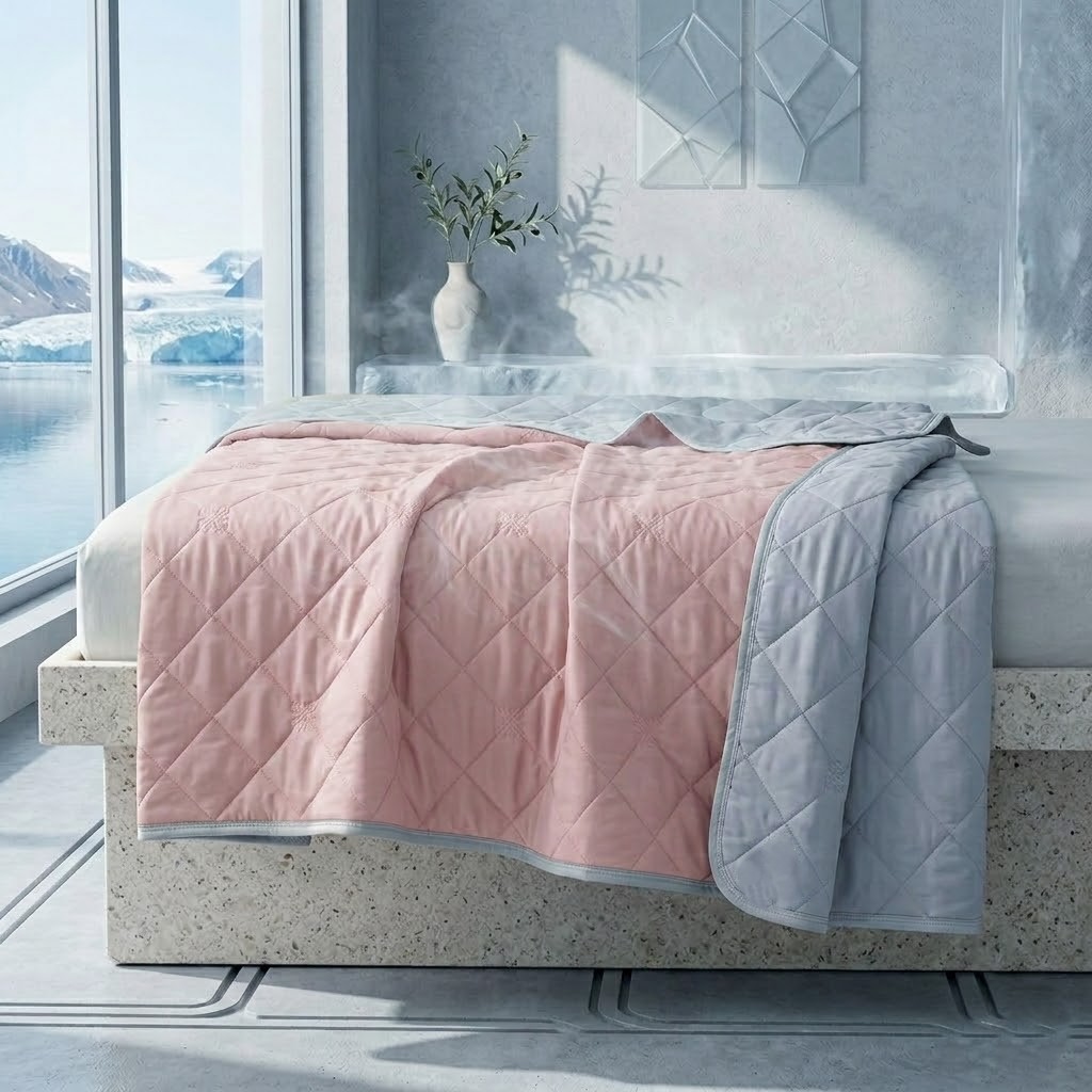 Image of Soft Summer Cooled Blanket, Suitable For Hot Sleepers, Lightweight Air-cooled Quilt, Adult Heat Absorbing Breathable Smooth Cover. Solid Color, , And Washable