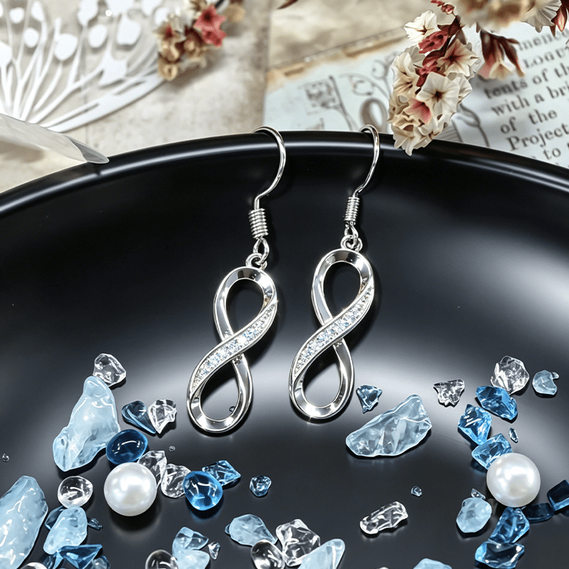 Women's Infinity Symbol Synthetic Zirconia Hook Earrings, Elegant