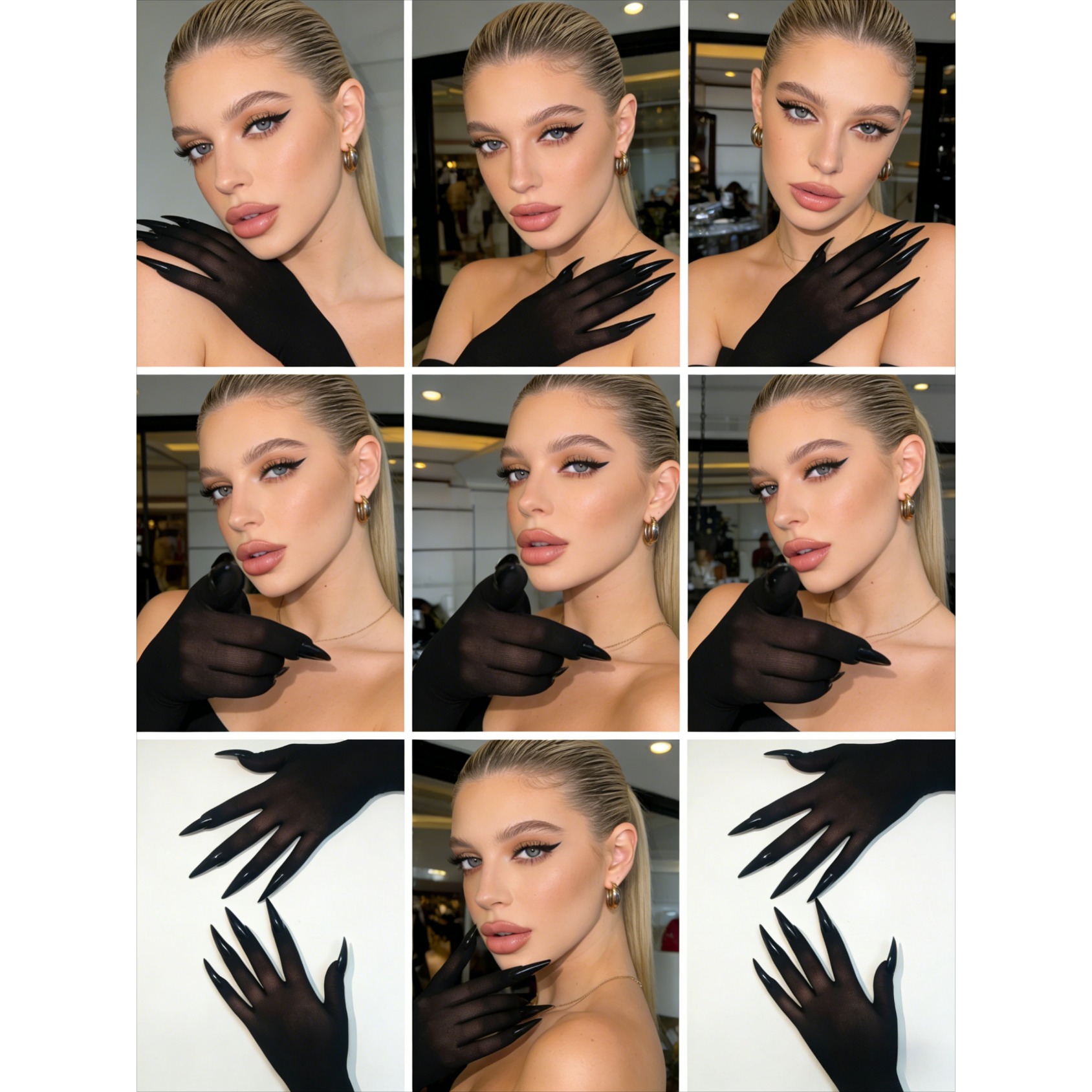 Image of 30d Velvet Split Finger Gloves With Nails, Ultra-thin Breathable Long Gloves, High Elasticity Stocking Gloves For Men Women, Cosplay Halloween Costume Accessories