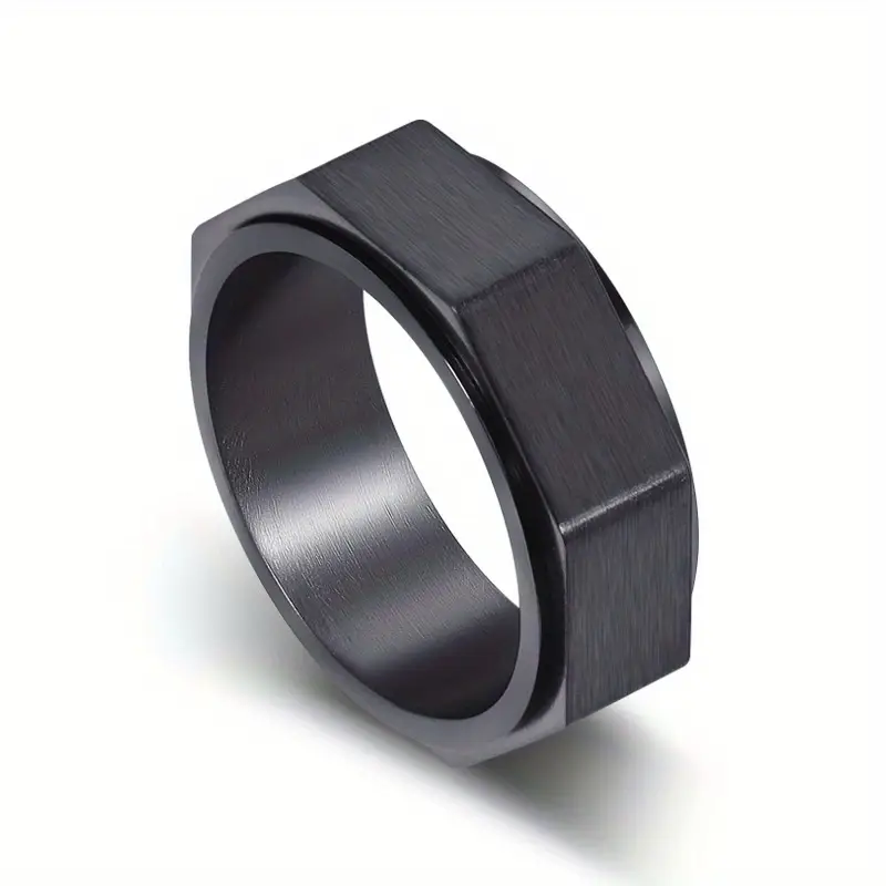 1pc mens rotating ring modern minimalist spinner jewelry matte black sleek golden durable everyday formal wear fade resistant stainless for wedding anniversary birthday gifts year round mens accessory anniversary gift contemporary design polished stylish jewelry fashionforward men Product details 2